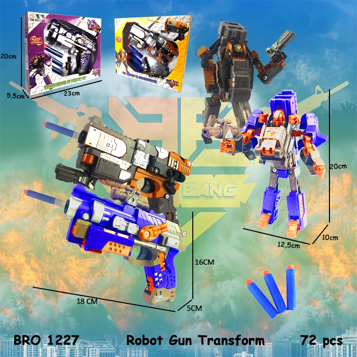 Biru Pistol Robot Robotan Pistolan Peluru Busa Soft Bullet Tembak Tembakan Mainan Anak BRO1227 - 3