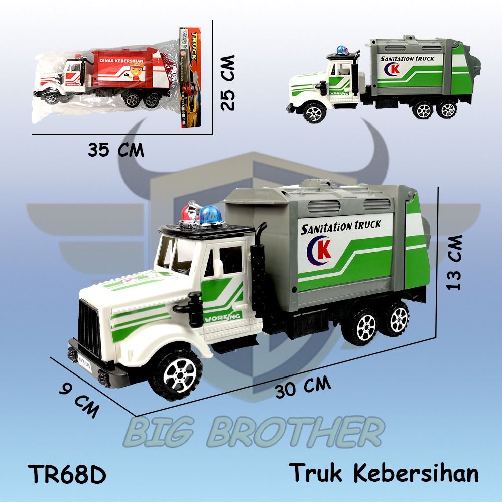 Putih Truk Kebersihan Mainan Anak Mobil Mobilan BIGBROTHER TR68D - 2