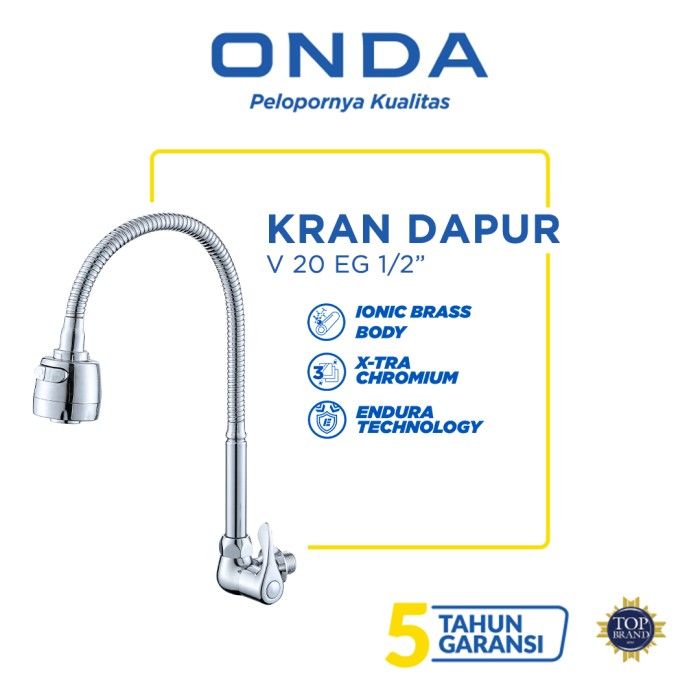 ONDA Kran Dapur Cuci Piring Angsa Tembok Fleksibel V 20 EG 1/2" - 1