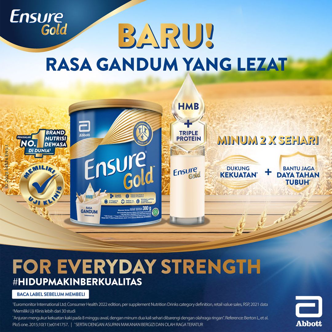 Ensure Gold HMB Gandum 380 g - Nutrisi Dewasa Rendah Laktosa - 3