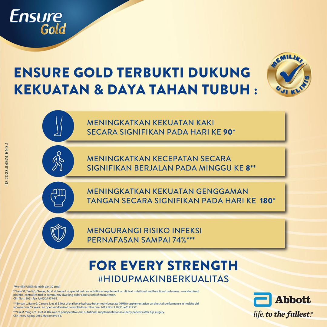 Ensure Gold HMB Vanila 850 g - Nutrisi Dewasa Rendah Laktosa - 5 pcs - 4