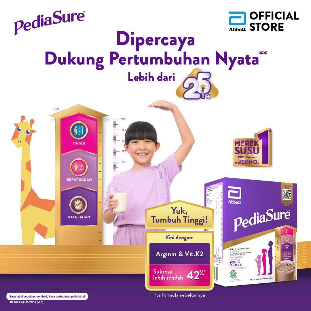 PediaSure Cokelat 900 g (1-10th) - Nutrisi Pertumbuhan - 3 pcs - 3