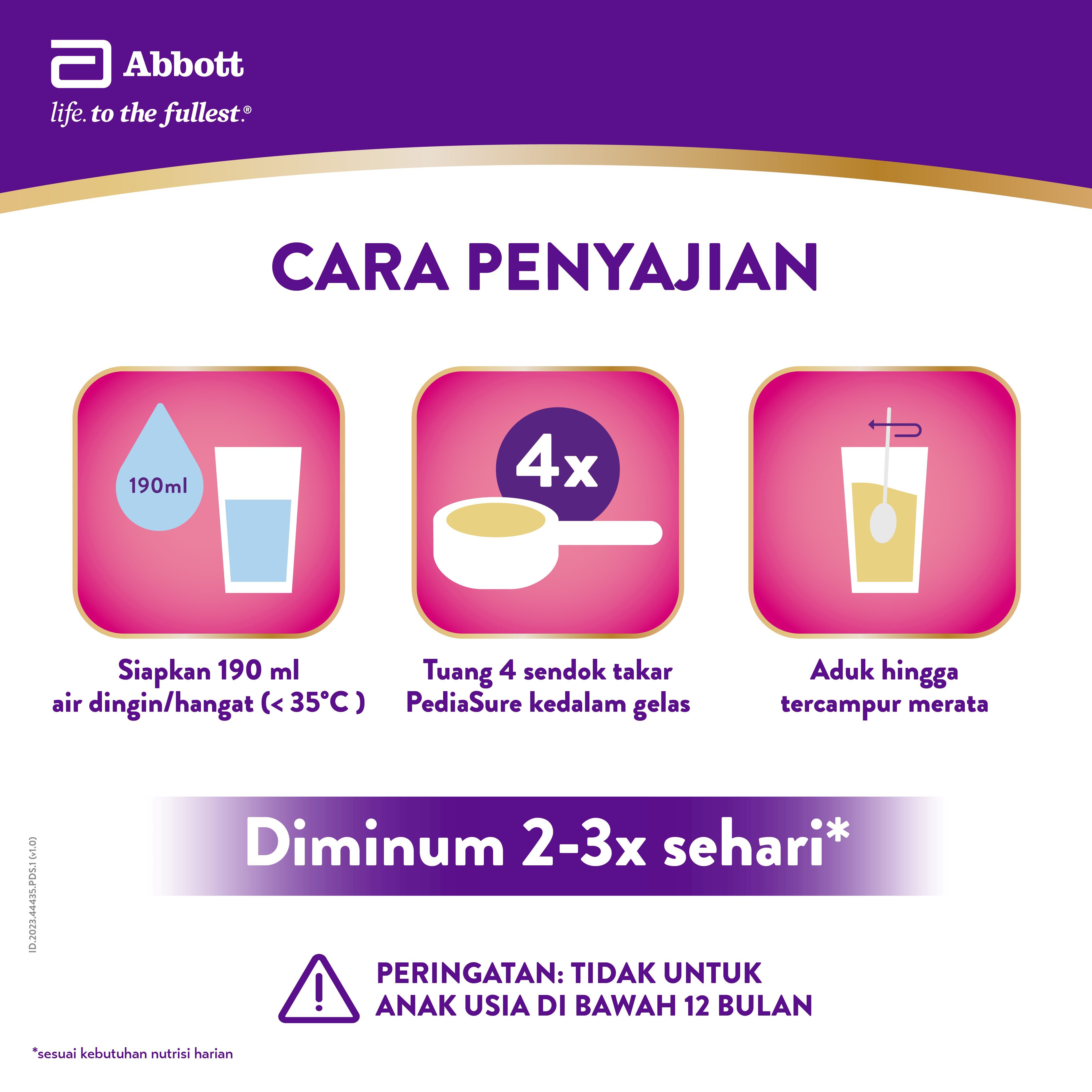 PediaSure Cokelat 900 g (1-10th) - Nutrisi Pertumbuhan - 3 pcs - 4