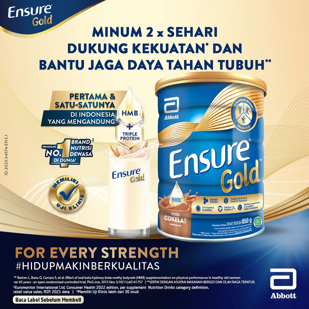 Ensure Gold HMB Cokelat 850 g - Nutrisi Dewasa Rendah Laktosa - 3