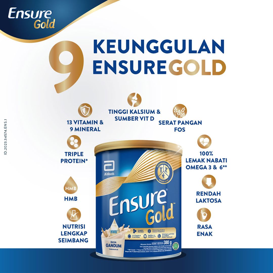 Ensure Gold HMB Gandum 380 g - Nutrisi Dewasa Rendah Laktosa - 2 pcs - 6