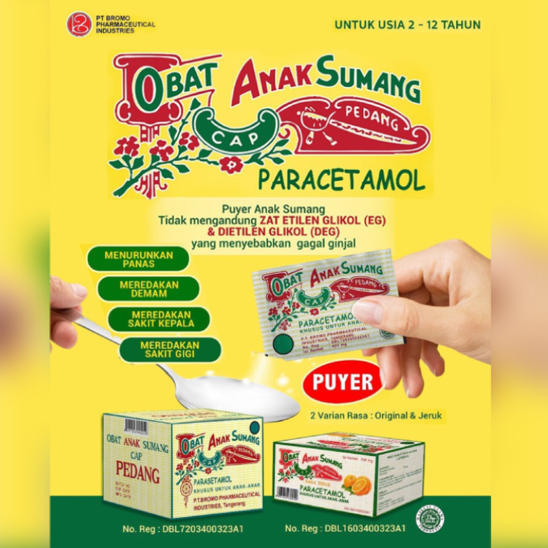 Cap Pedang Obat Anak Sumang - Obat Puyer - Jeruk isi 100pcs/sachet - 1