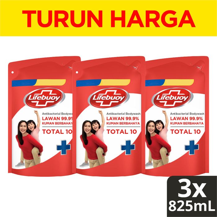 Lifebuoy Body Wash Sabun Mandi Cair Refill Total 10 900Ml isi 3 - 1