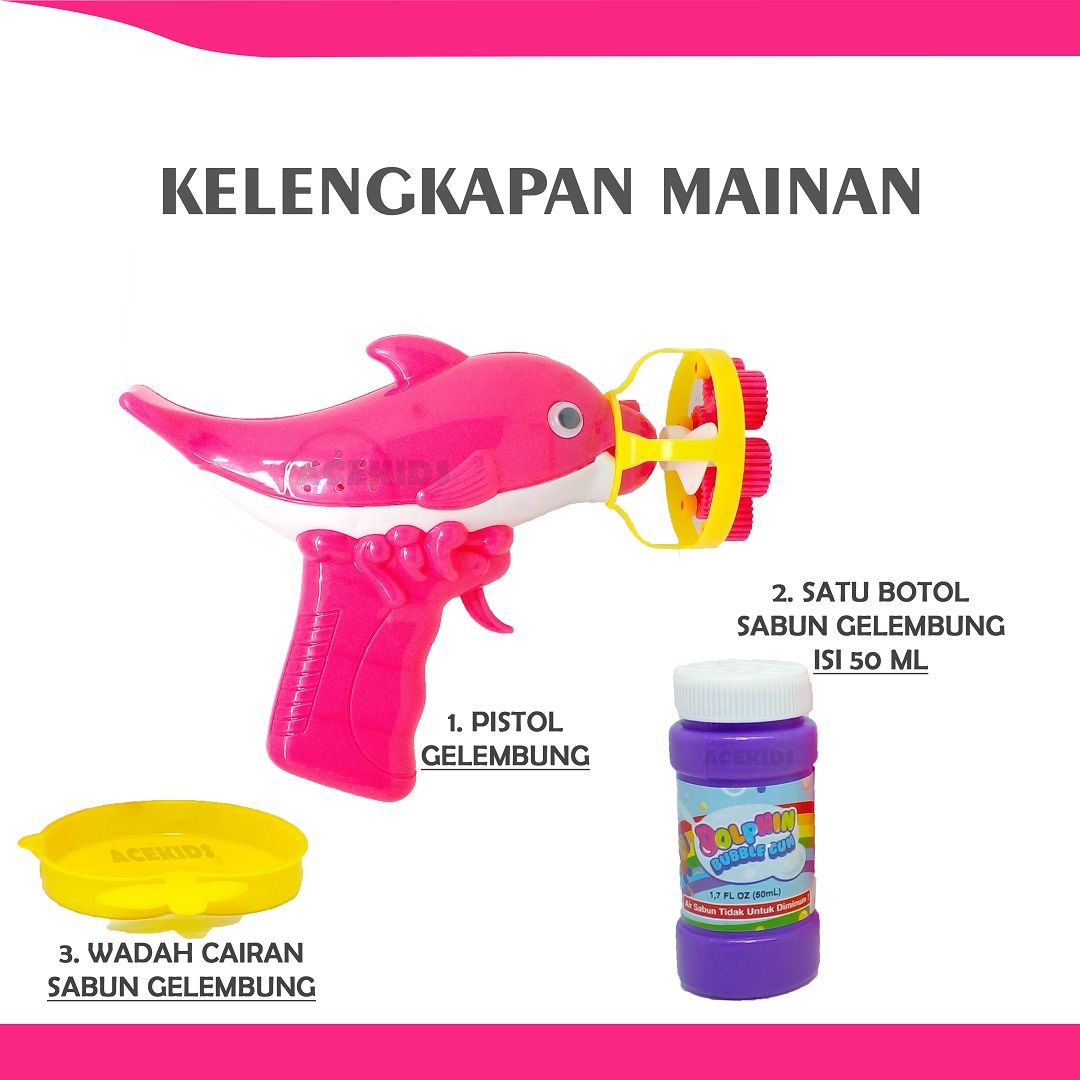 Acekids Dolphin Bubble Gun Mainan Tembak Gelembung Air Sabun Murah Original - KEP22 - 4