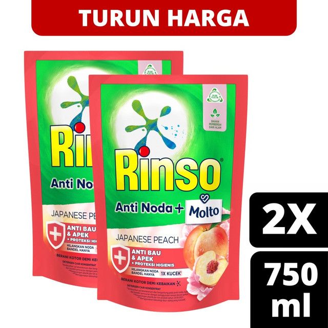 Rinso Molto Detergen Cair Japanese Peach 750Ml Twinpack - 1