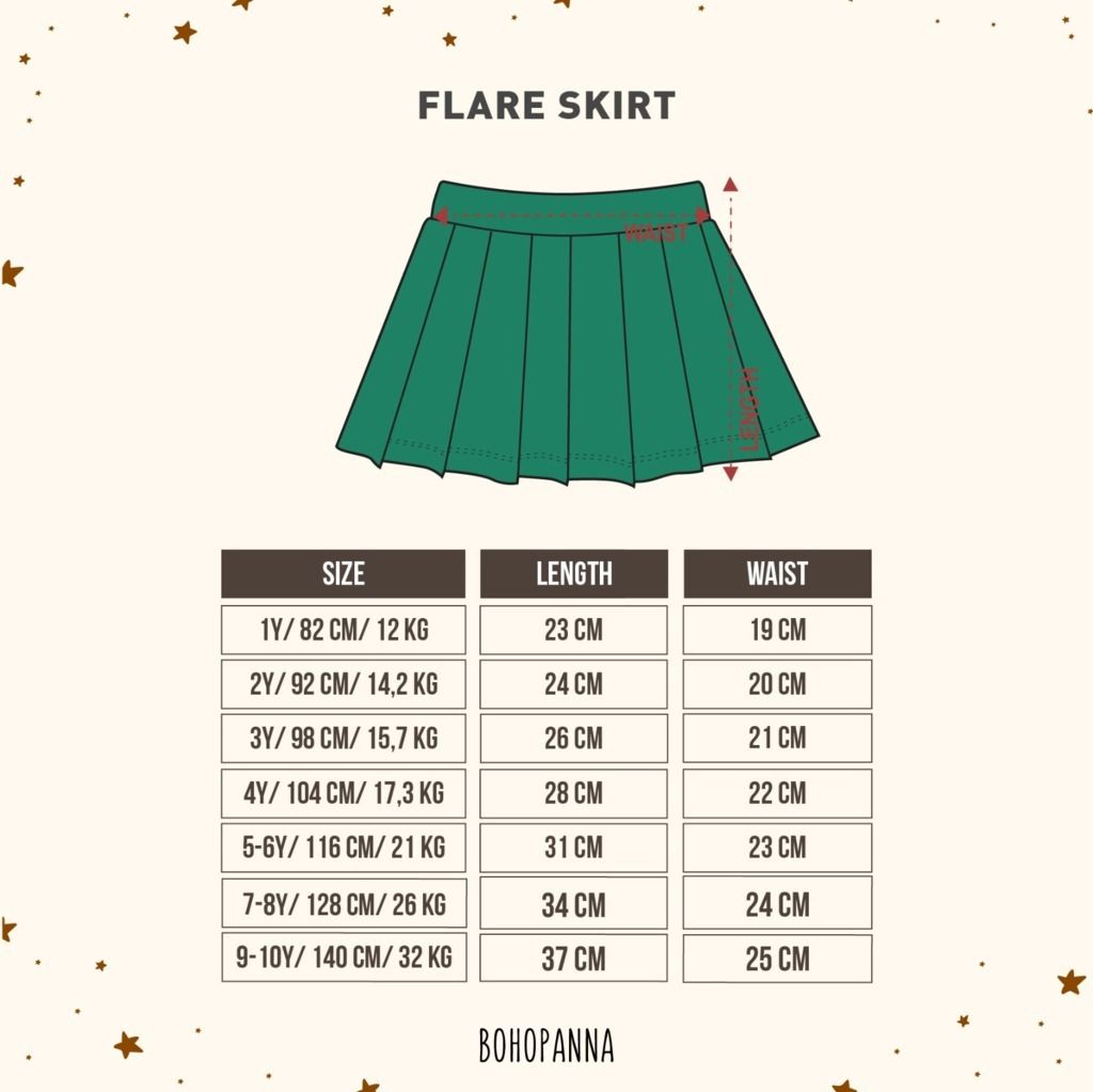 BOHOPANNA - FLARE SKIRT VENDANT GREEN 5-6Y - Rok Anak - 3