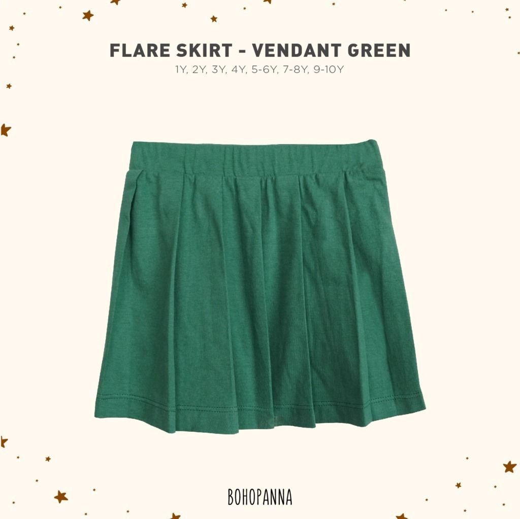 BOHOPANNA - FLARE SKIRT VENDANT GREEN 5-6Y - Rok Anak - 1