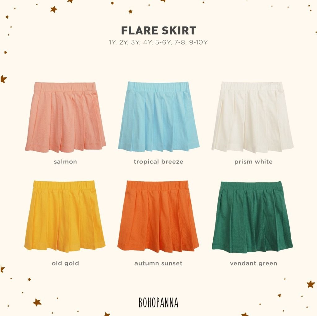 BOHOPANNA - FLARE SKIRT VENDANT GREEN 5-6Y - Rok Anak - 2