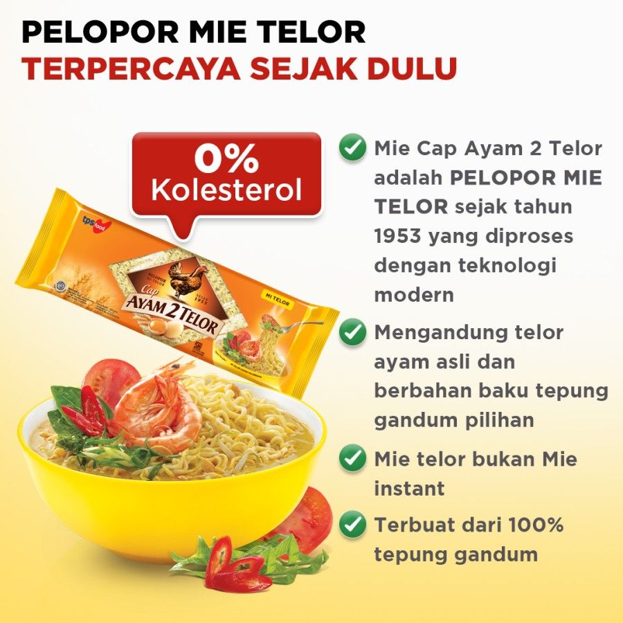 Ayam 2 Telor Mi Telor Lebar Keriting 200 gr - 2