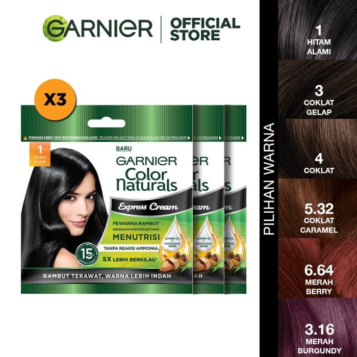 Garnier Color Natural Express Cream Coklat Gelap Sachet pack of 3 - 1