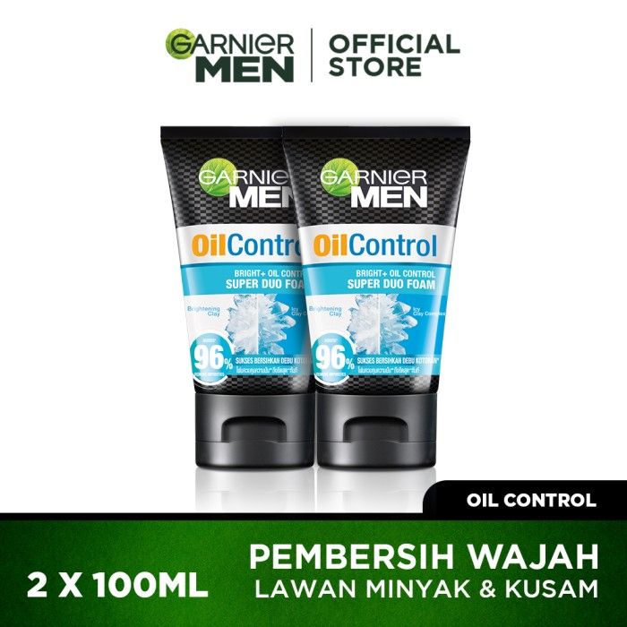 Garnier Men Duo Foam Turbo Light White Oil Control 100 ml Twin Pack - 1