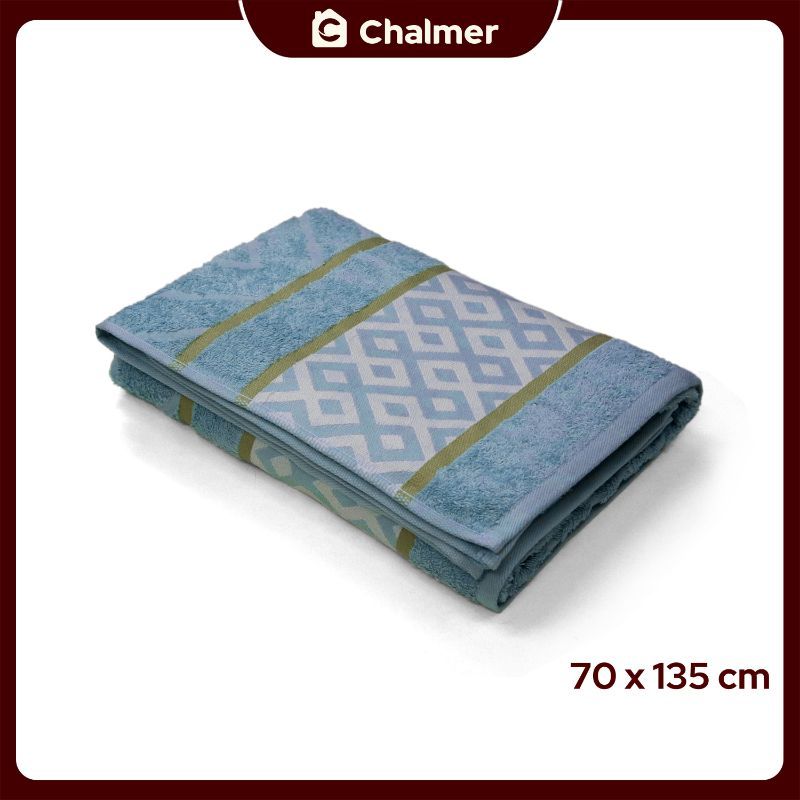 Handuk Mandi Chalmer 70x135 Motif Diamond Handuk Mandi Dewasa Ukuran Besar - Biru - 1