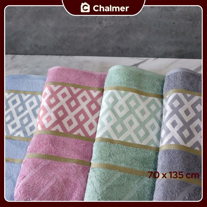 Handuk Mandi Chalmer 70x135 Motif Diamond Handuk Mandi Dewasa Ukuran Besar - Biru - 4