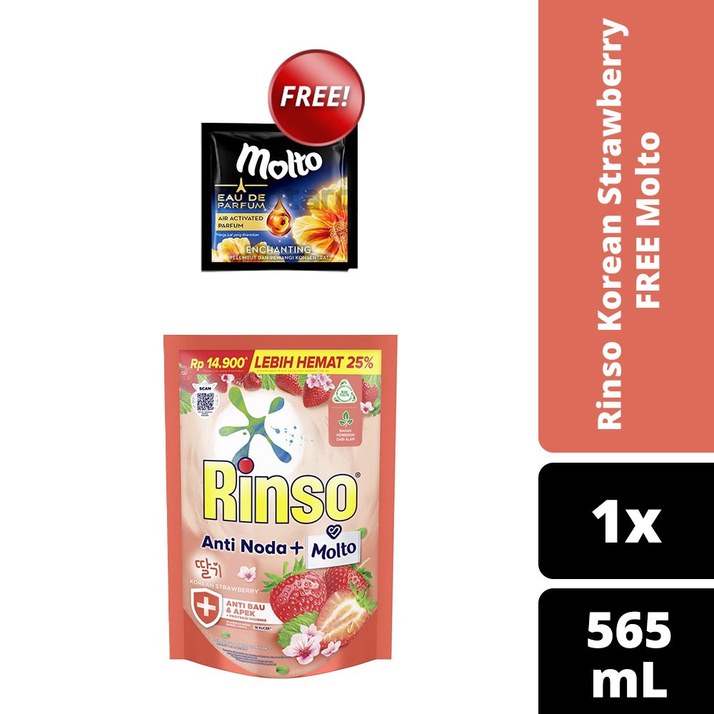 Rinso Cair Korean Strawberry 565ml Free Molto - 1