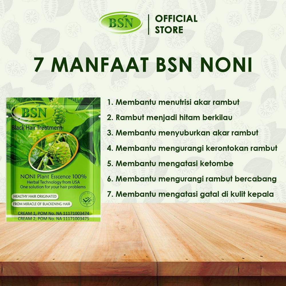 BSN Noni Shampoo isi 20 Sachet - Perawatan rambut dan rambut menjadi hitam berkilau - 2