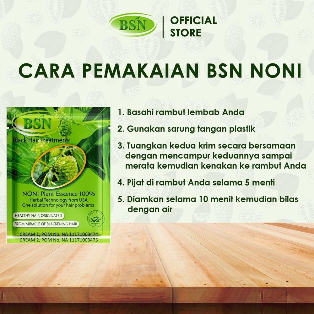 BSN Noni Shampoo isi 20 Sachet - Perawatan rambut dan rambut menjadi hitam berkilau - 3