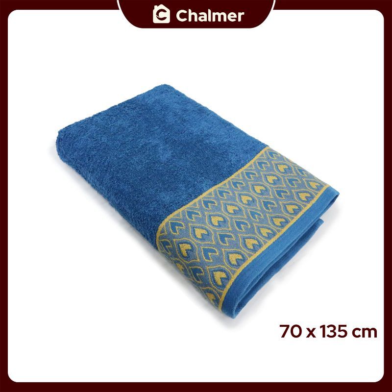 Handuk Mandi Chalmer 70 x 135 cm Motif Merak Handuk Mandi Dewasa Ukuran Besar - Navy - 1