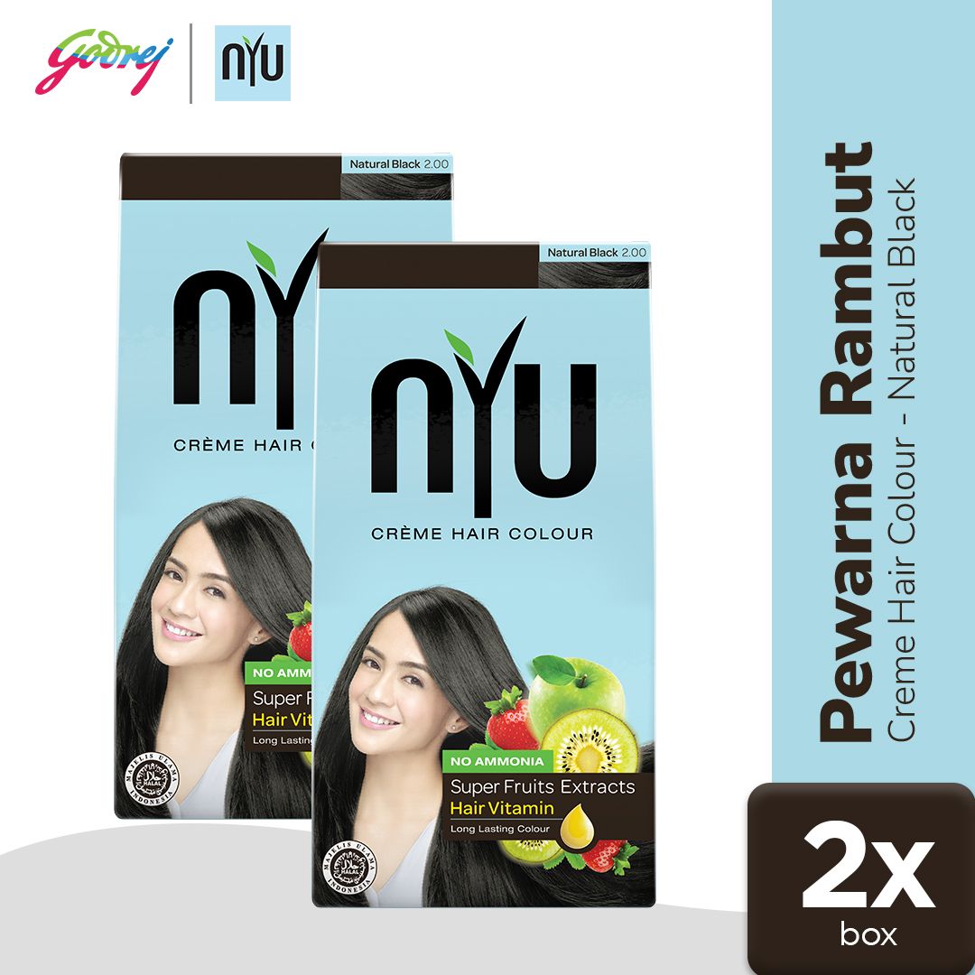 NYU Creme Hair Colour Natural Black - Pewarna Rambut x2 - 2