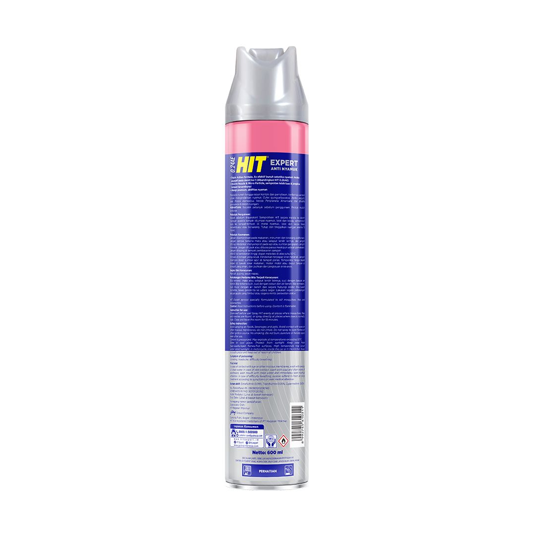 HIT Aerosol Expert Pink Blossom 600ml - Obat Nyamuk - Bunuh Nyamuk Penyebab Demam Berdarah (DBD) X2 - 3