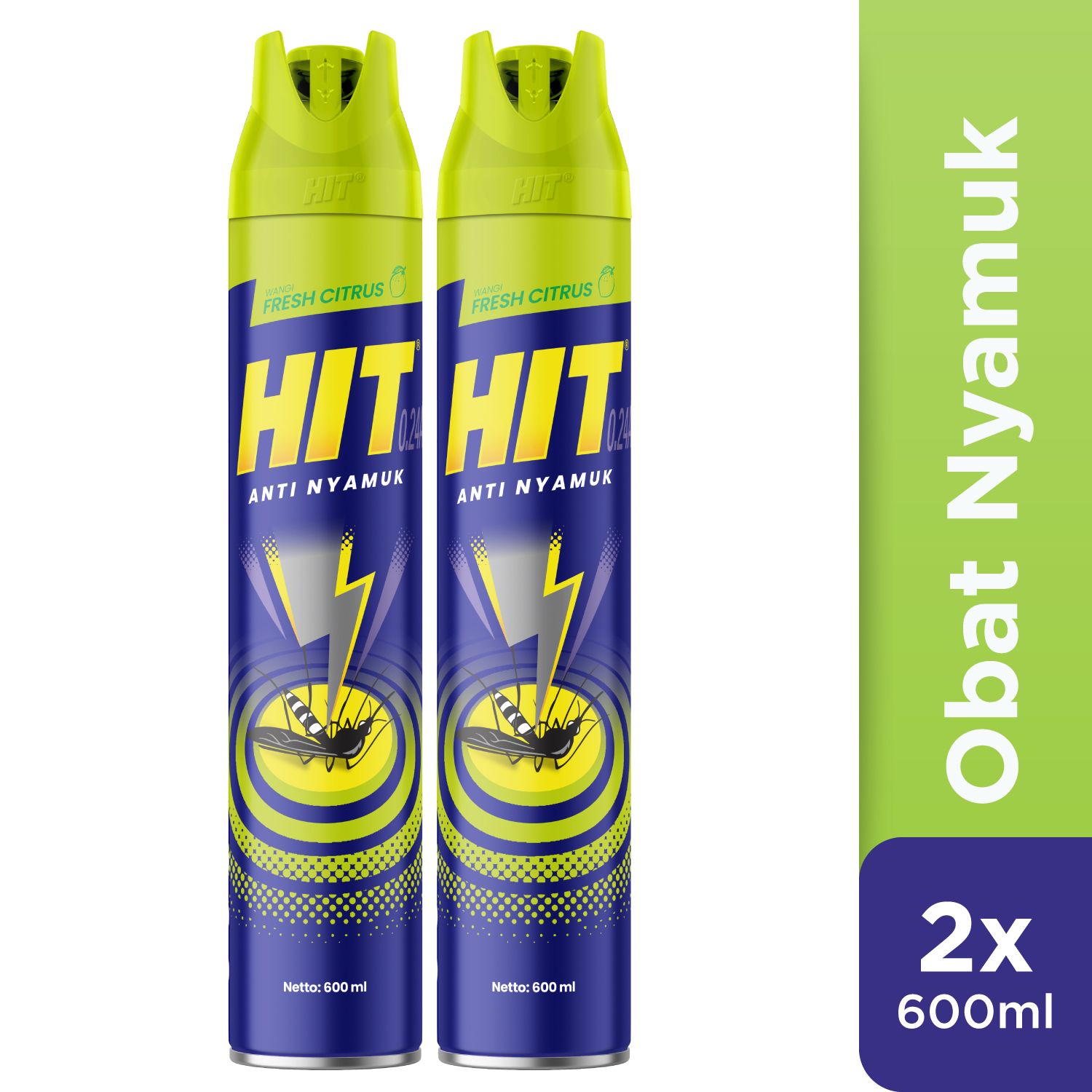 HIT Aerosol Expert Fresh Citrus 600ml - Obat Nyamuk - Bunuh Nyamuk Penyebab Demam Berdarah (DBD) X2 - 1