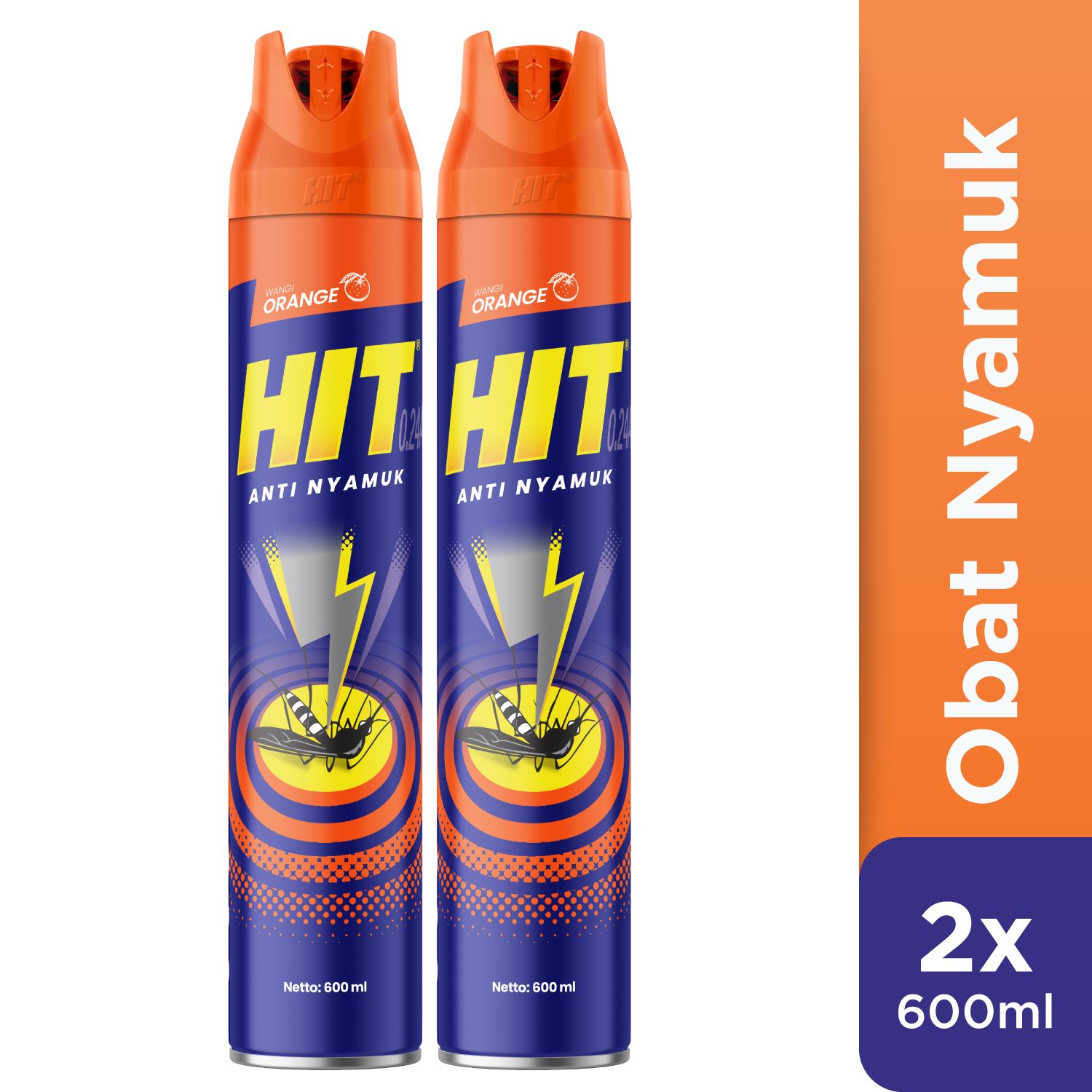 HIT Aerosol Orange 600ml - Obat Nyamuk - Bunuh Nyamuk Penyebab Demam Berdarah (DBD) X2 - 1