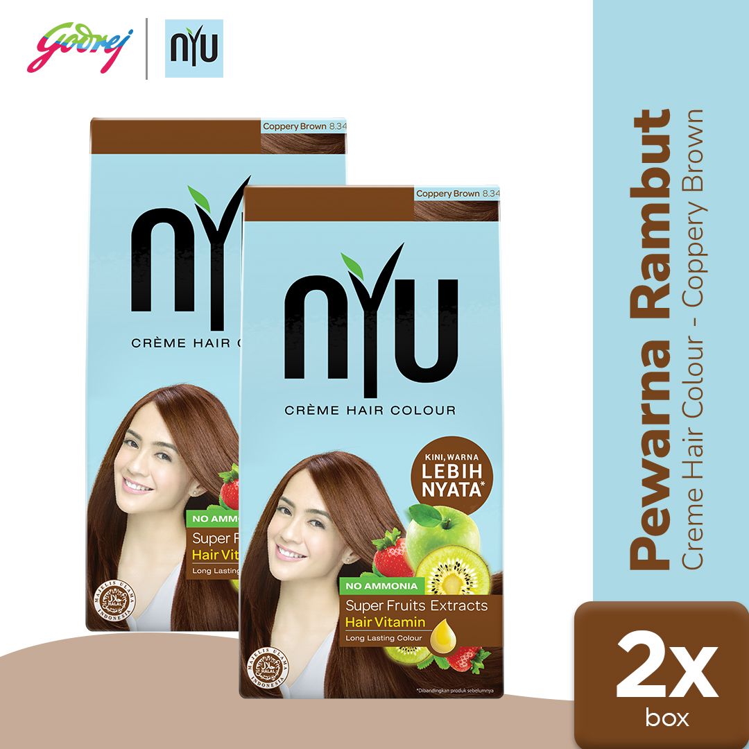 NYU Creme Hair Colour Coppery Brown - Pewarna Rambut x2 - 1