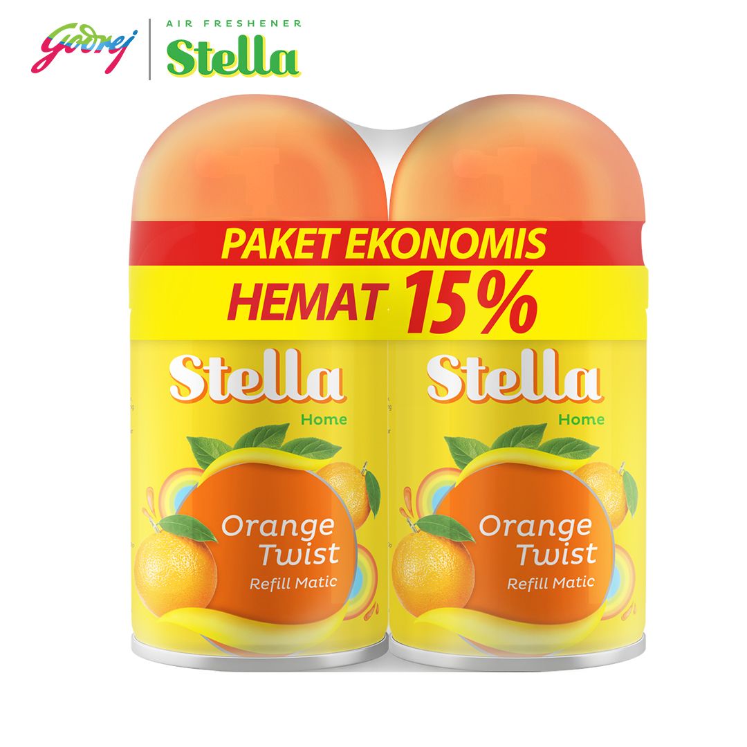 Stella Matic Refill Orange Twist 2x225ml Multipack - Refill Pengharum Ruangan Otomatis x2 - 2