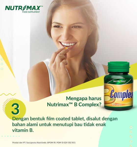 Nutrimax B Complex 30 Tablet Vitamin B Nutrisi Otak Sistem Saraf syaraf Neutropik Anemia - 5