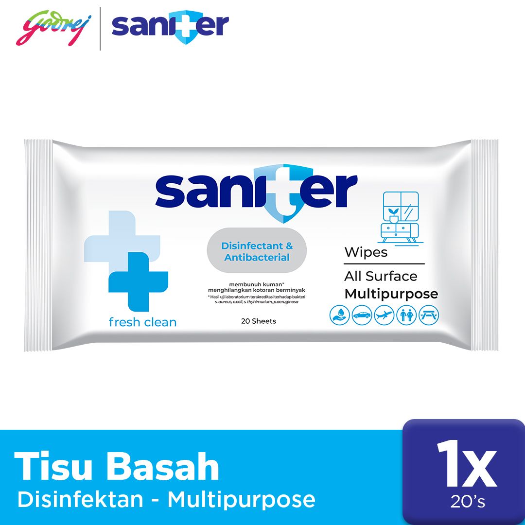 Saniter Surface Multipurpose Wipes 20`S - Penyemprot Disinfektan - 1