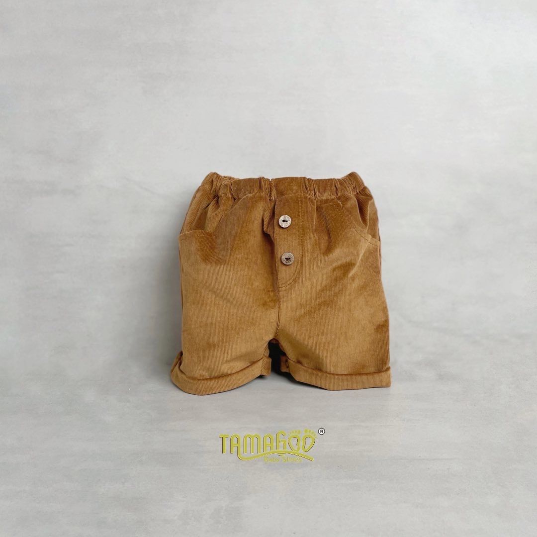 Tamagoo Corduroy Celana Pendek Anak bahan Corduroy - Roy Corduroy Camel Short Pants Lembut - 1