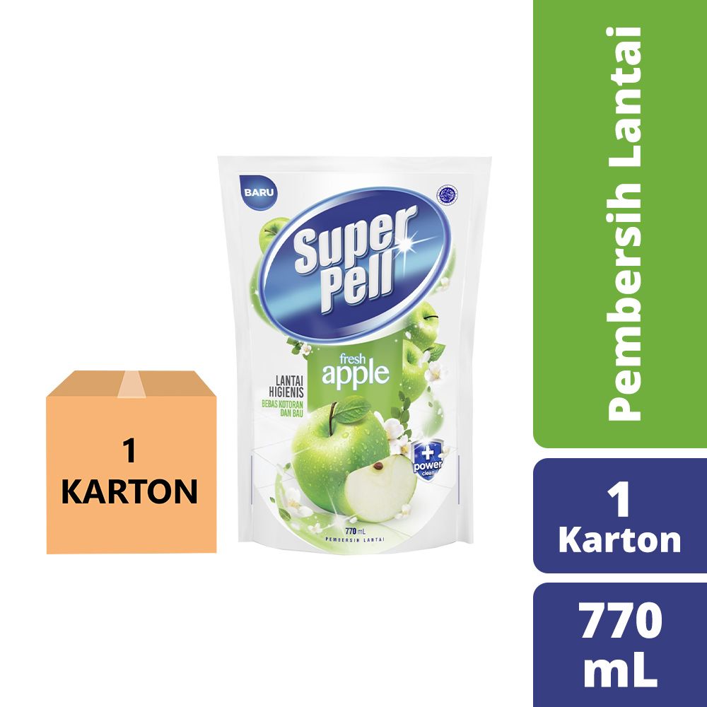 Superpell Sabun Pel Pembersih Lantai Fresh Apple 770Ml - 1 Karton - 1