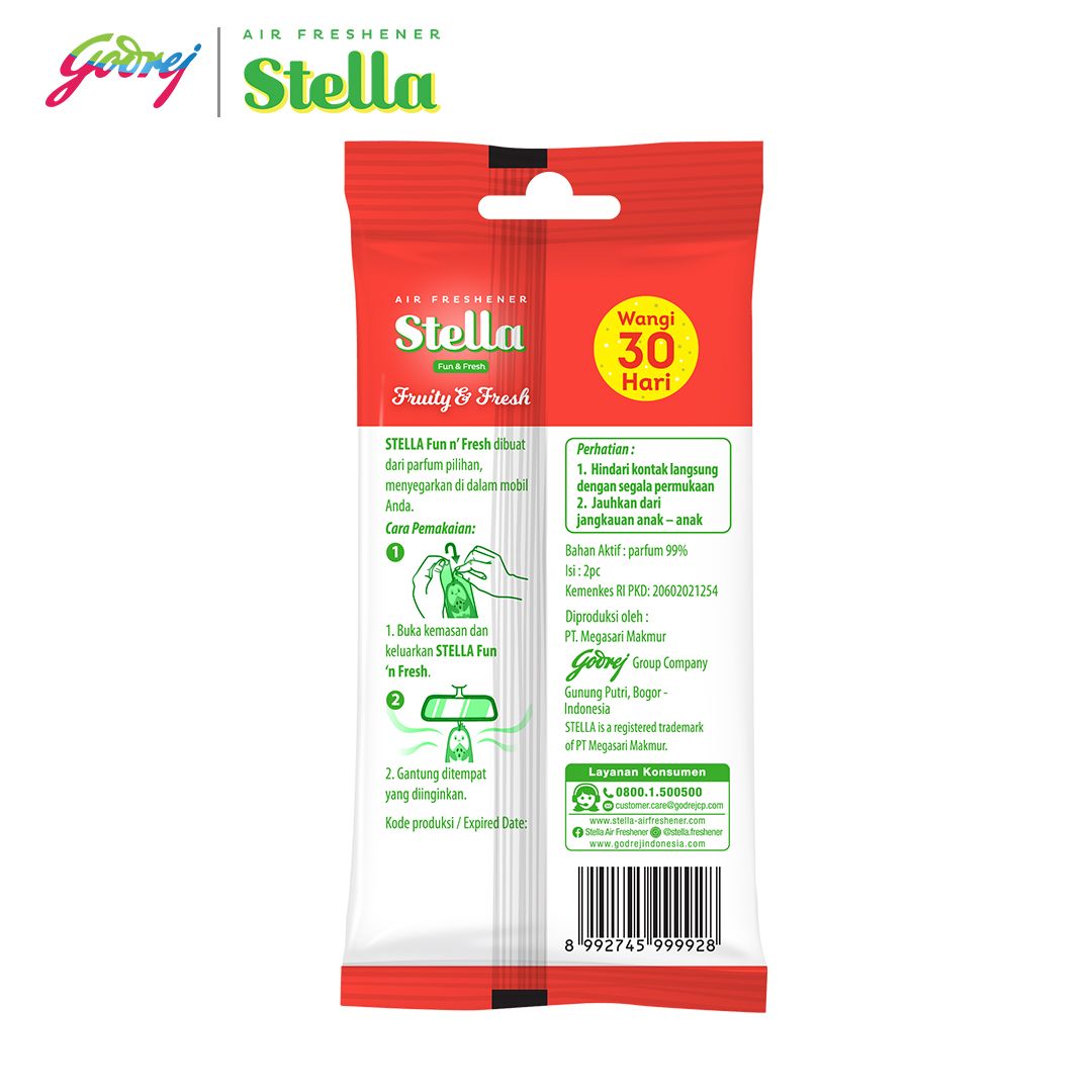 Stella Fun & Fresh Fruity & Fresh 20gr Beli 1 Gratis 1 - Pengharum Mobil x2 - 3