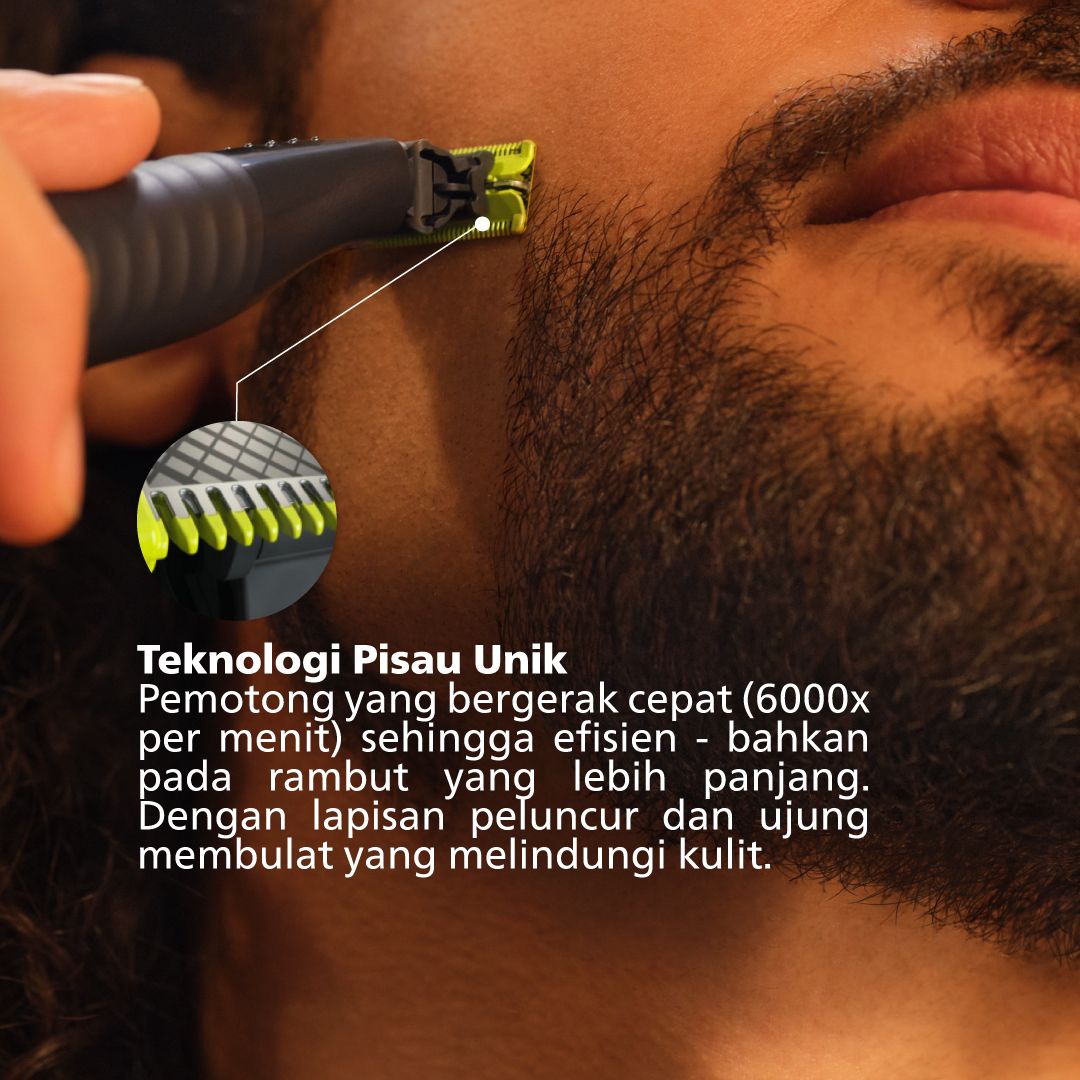 Philips OneBlade QP1424/10 Pencukur & Penata Jenggot/Kumis Hybrid Elektrik - 3