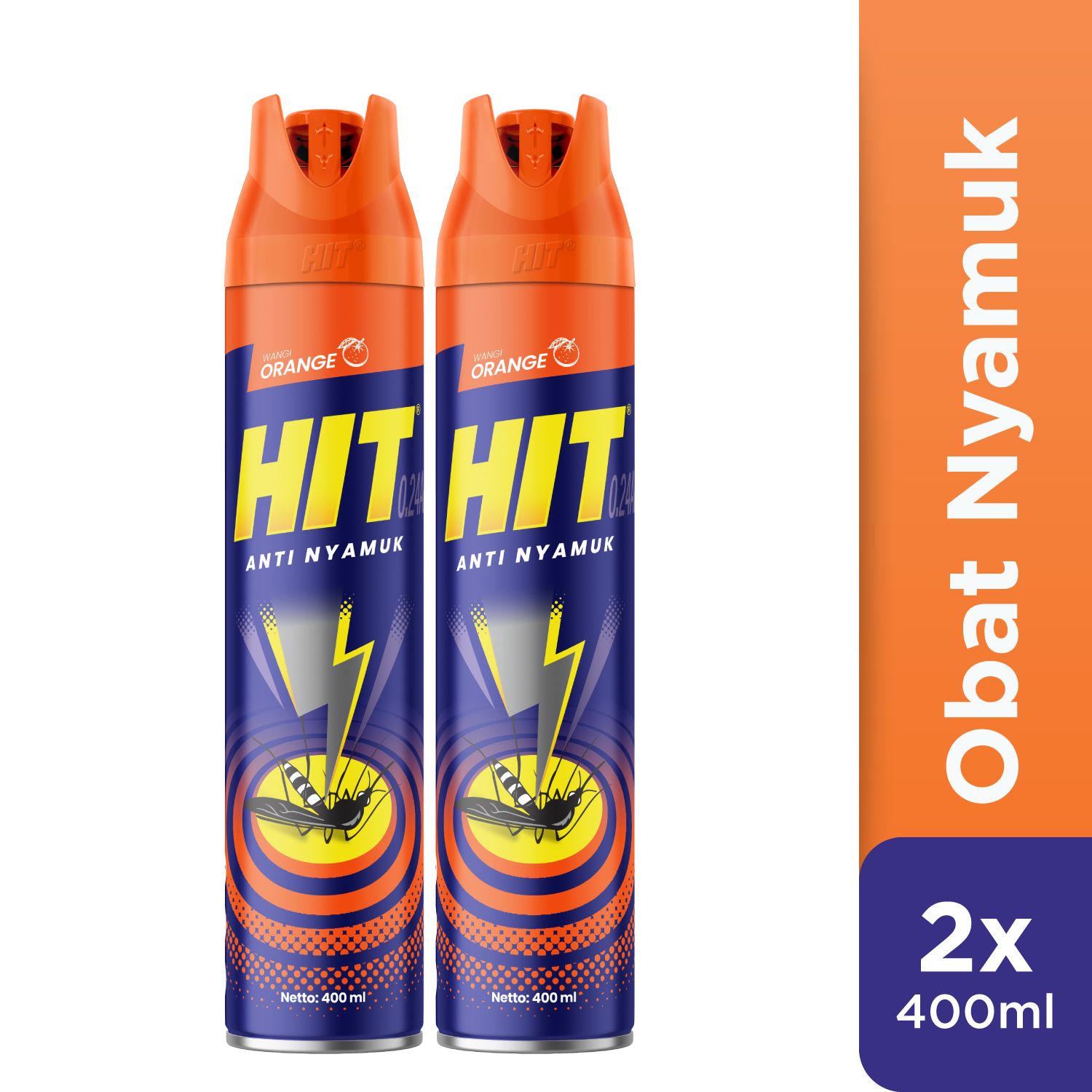 Hit Aerosol Orange 400+25ml - Obat Nyamuk - Bunuh Nyamuk Penyebab Demam Berdarah (DBD) x2 - 1