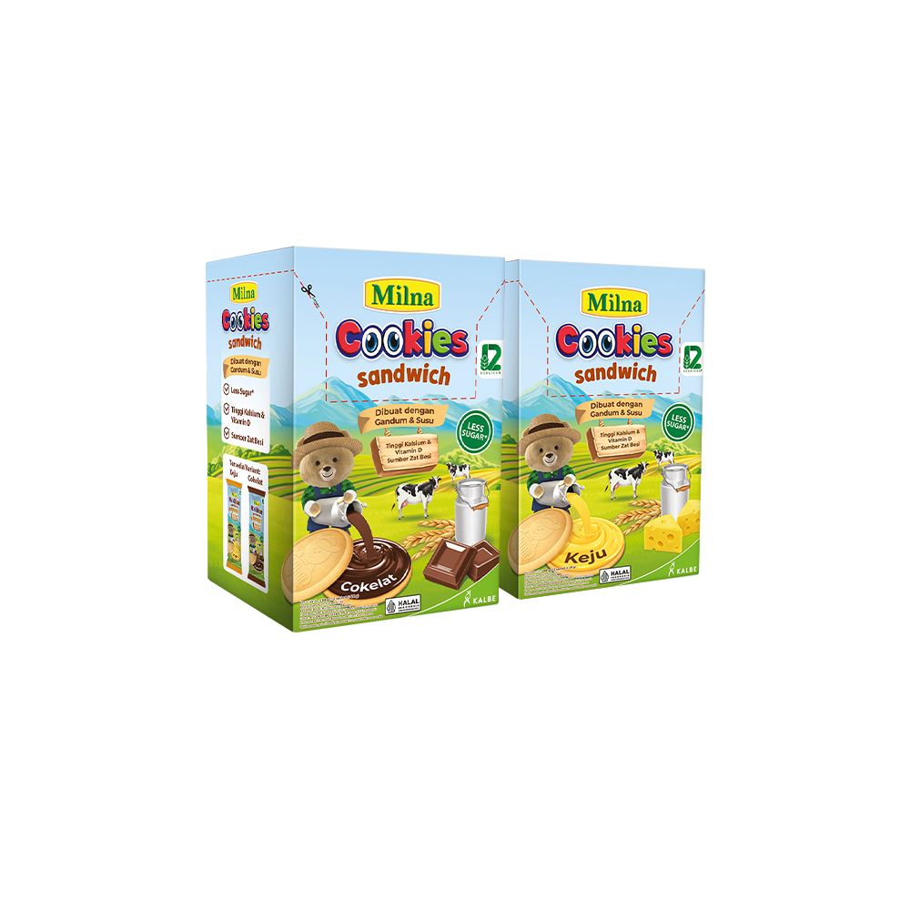 TWIN PACK MILNA COOKIES SANDWICH COKELAT & KEJU - 2