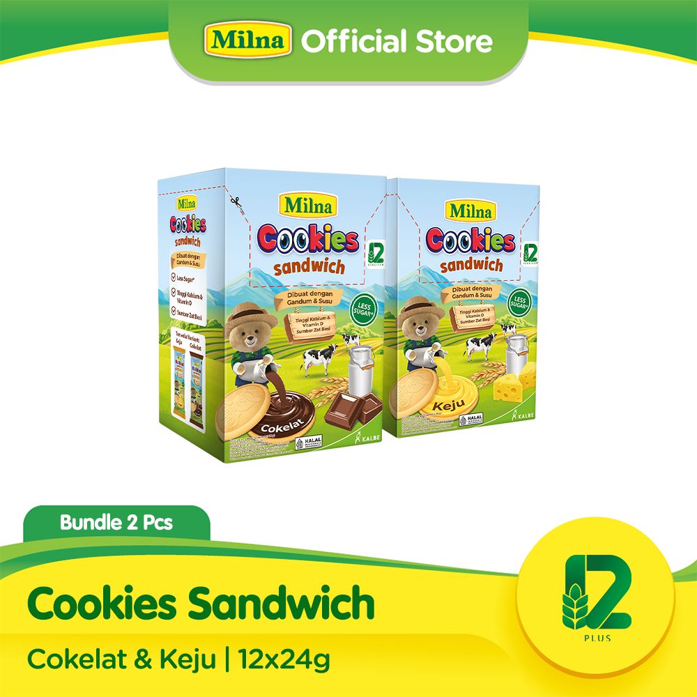 TWIN PACK MILNA COOKIES SANDWICH COKELAT & KEJU - 1