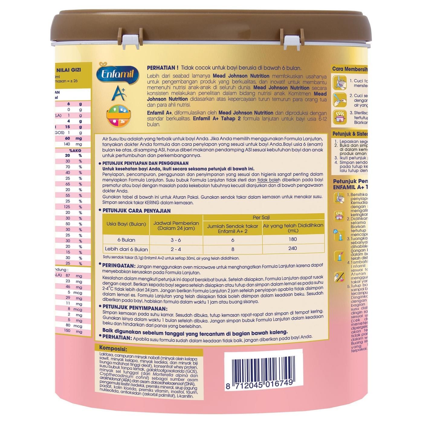 Enfamil A+2 Susu Formula Bayi - Plain - 800g - 5