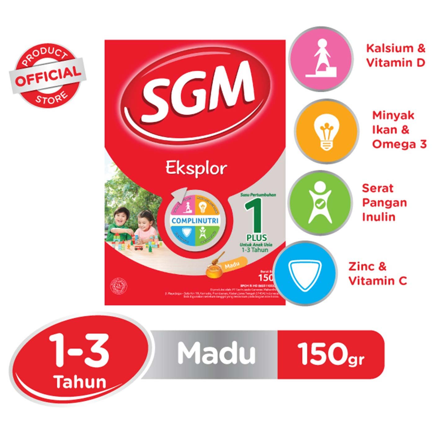 SGM Eksplor 1+ dengan IronC Susu Pertumbuhan Rasa Madu 150gr Box - 1