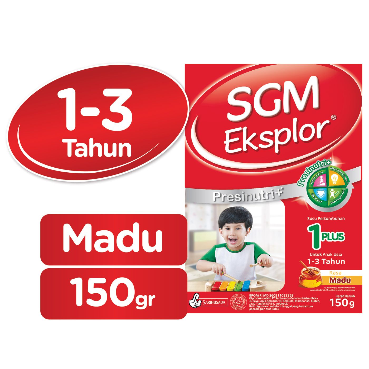 SGM Eksplor 1+ dengan IronC Susu Pertumbuhan Rasa Madu 150gr Box - 2