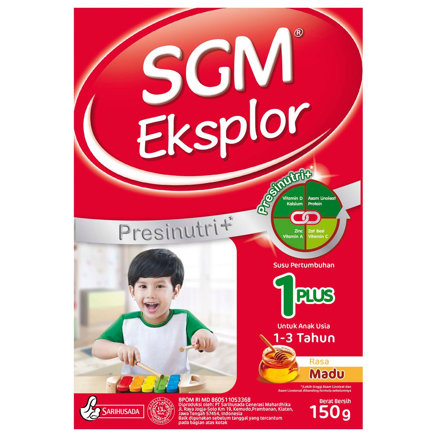 SGM Eksplor 1+ dengan IronC Susu Pertumbuhan Rasa Madu 150gr Box - 3