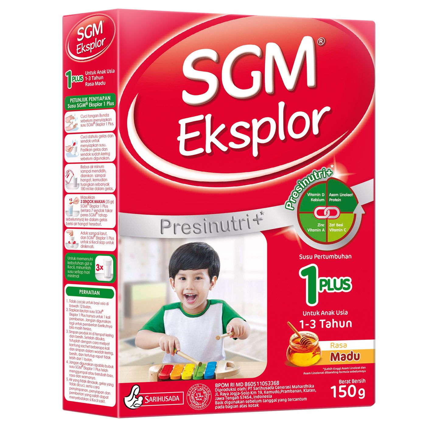 SGM Eksplor 1+ dengan IronC Susu Pertumbuhan Rasa Madu 150gr Box - 4