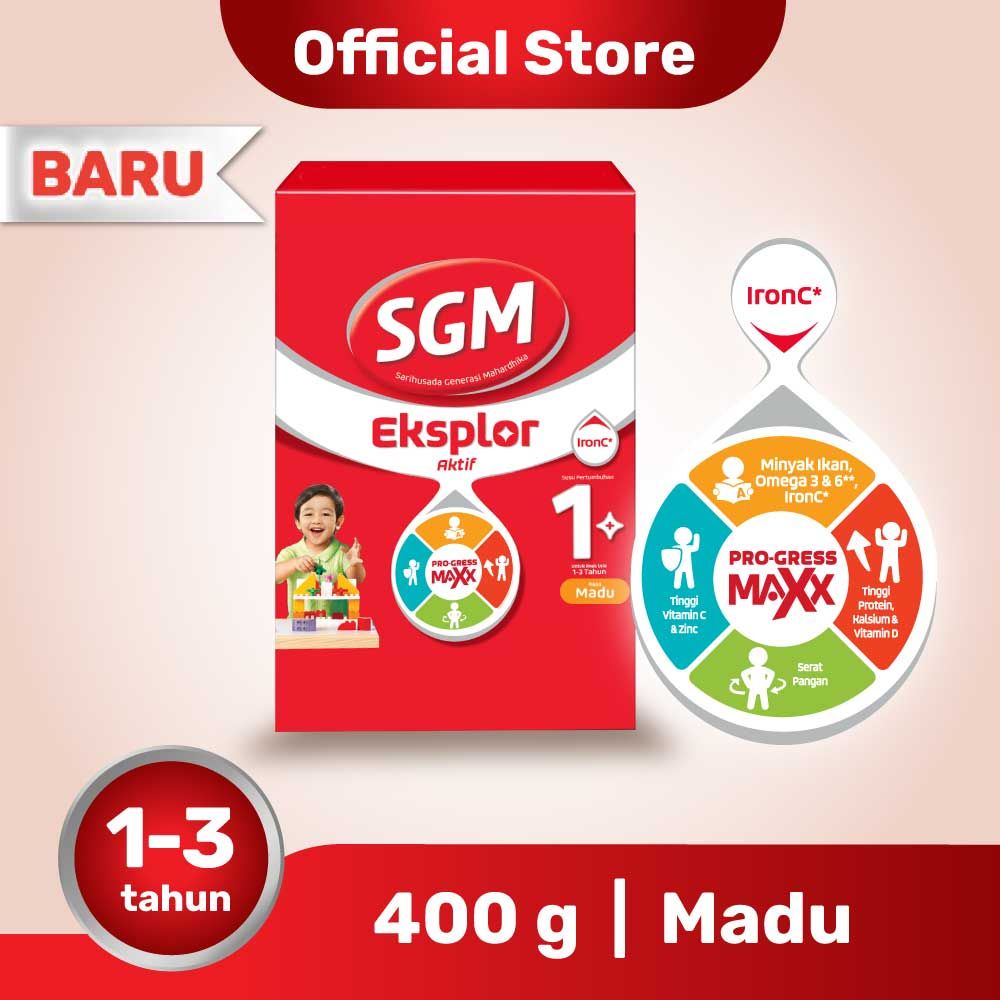 SGM Eksplor 1+ dengan IronC Susu Pertumbuhan Rasa Madu 400gr Box - 1