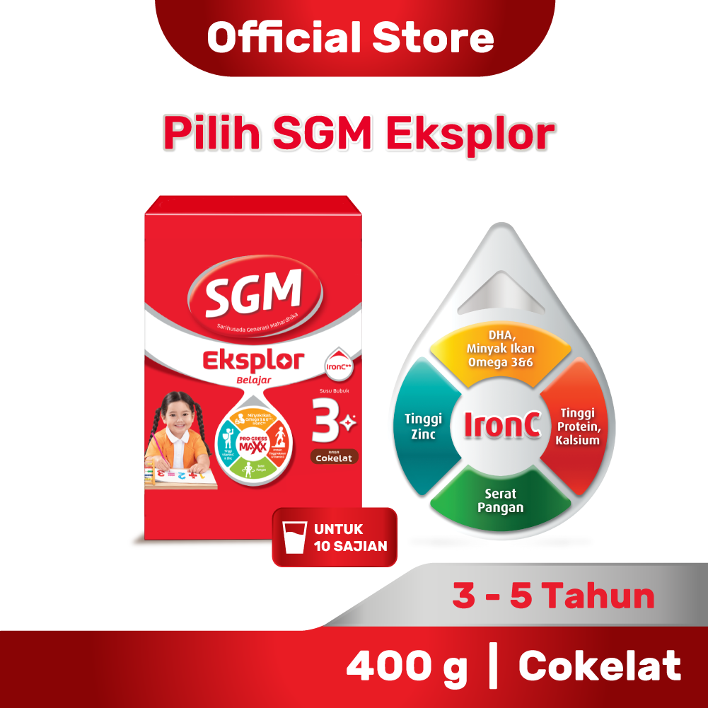 SGM Eksplor 3+ dengan IronC Susu Bubuk Rasa Cokelat 400GR - 1