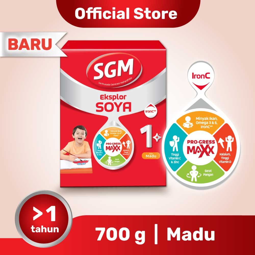 SGM Eksplor Soya 1+ Pro-GressMaxx  Formula Pertumbuhan Madu 700GR - 1