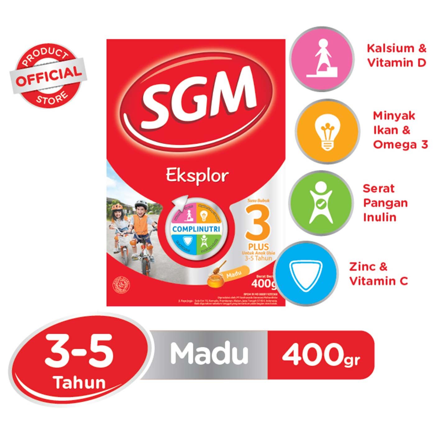 SGM Eksplor 3+ dengan IronC Susu Bubuk Rasa Madu 400GR - 1