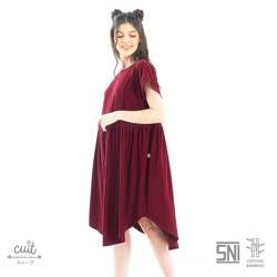 Cuit Baby Wear FAMILY Bamboo Cotton Nao Dress Hamil Menyusui MIKI SERIES Maroon Dahlia L